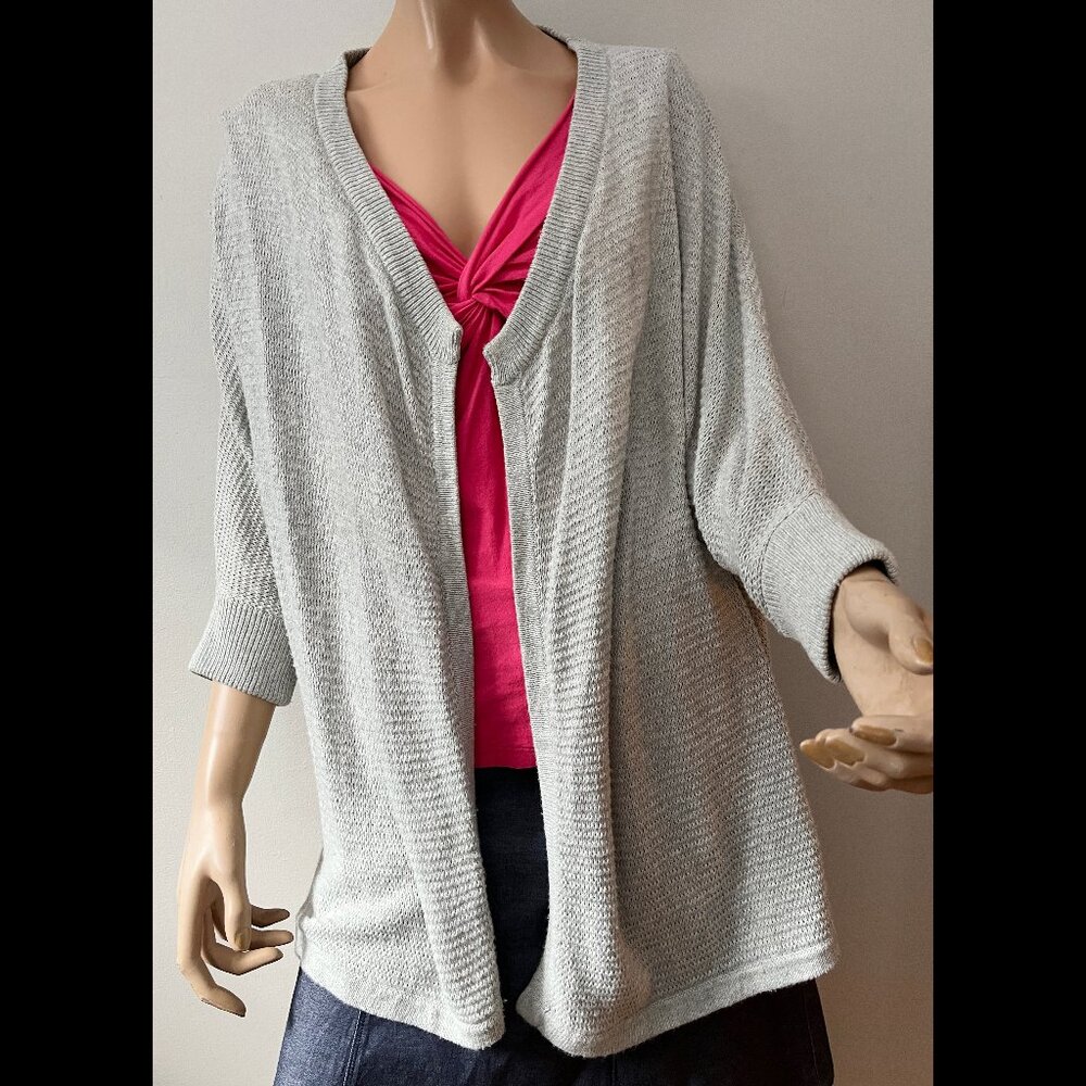 gray cotton 3/4 sleeves cotton blend sweater Madewell S